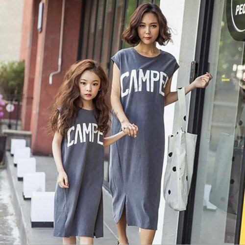 Summer 2017 Mother Daughter Dresses loose Family Look matching clothes