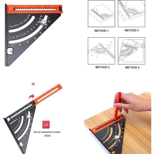 Goniometer Triangle Square Ruler With Base Magnet Woodworking Extendable Layout Tool Measuring Tool For Carpentry Construction