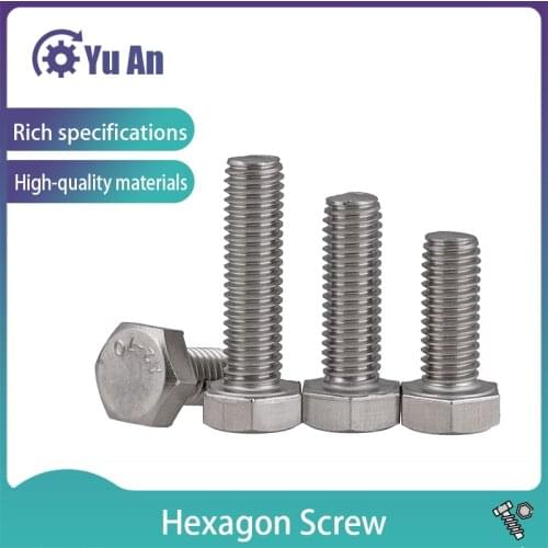 [m3-m8] 304 Stainless Steel External Hexagon Screw Extended Full Thread External Hexagon Bolt / Screw DIN933 10PCS