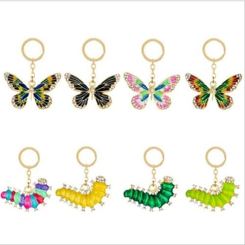 Fashion new butterfly scorpion caterpillar keychain, ladies bag decoration keychain car keychain simple jewelry gift
