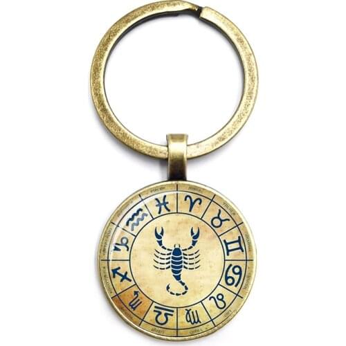 2020 Fashion Creative Retro Art Yama 12 Constellation Time Glass Pendant Keychain Men and Women Jewelry Keychain