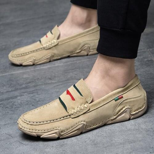 Autumn Men Leather Casual Slip On Driving Shoes Cow Suede Fashion Moccasin Man Mens Mocasines Hombre 2021 Summer Moccasins
