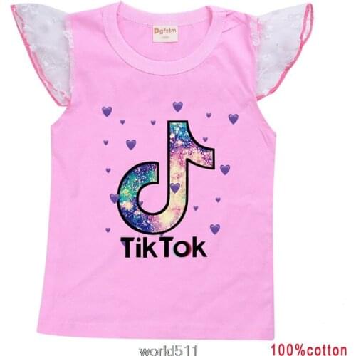 New Arrivals Tik Tok Summer Children Flying sleeve T Shirts Tee Top Kids Sweatshirt Clothing Costume Boy Girl Casual Clothes