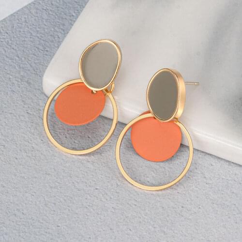 Autumn Winter New Brown Korea Earrings Vintage Drop Earrings for Women Metal Fashion Statement Dangle Earring 2020 Trend Jewelry