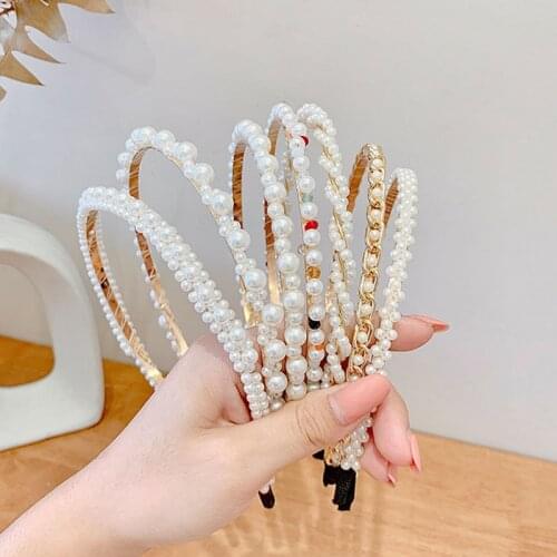 Simulation Pearl Hairbands Handmade Hair Hoops Headbands Flower Hoops Bride Headband Wedding Ornaments 2021 New Hair Accessories