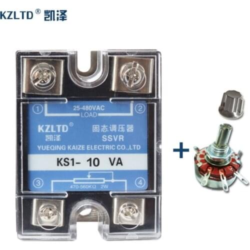 KZLTD SSR-10VA 470K 560K ohm to 25-480V AC Solid State Relay 10A Single Phase Solid State Relay SSR 10A AC Relay 10A Relais