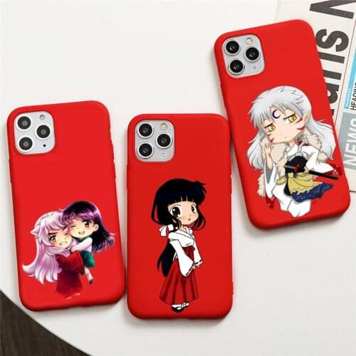 Hot Anime Inuyasha Higurashi Phone Case For iphone 12 11 Pro Max Mini XS 8 7 6 6S Plus X SE 2020 XR Red Cover