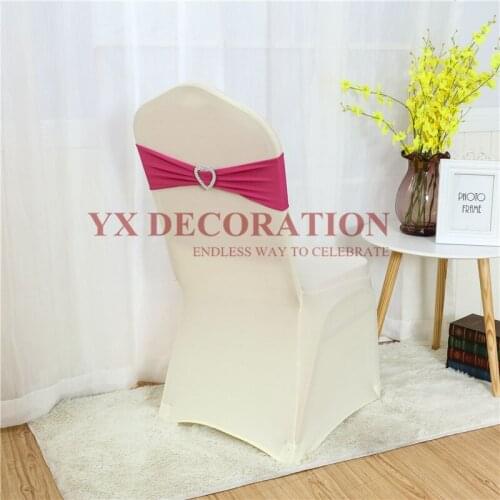 Good Quality Lycra Chair Band Spandex Tie Sash With Heart Buckle For Wedding Chair Cover Decoration