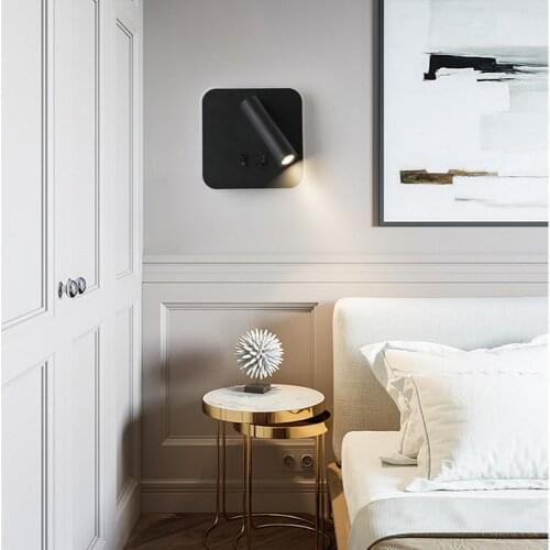 Bedroom Bedside Wall Lamp 330° Rotatable Adjustable Light Angle Indoor Modern Minimalist Study Light Fixture Aluminum 85-265V