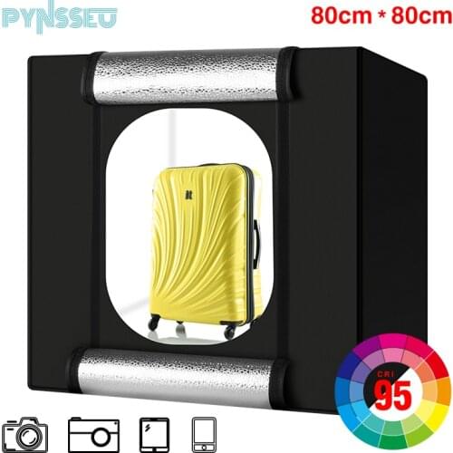 PYNSSEU 32*32 inch Light box LED big studio photo box 80 cm Folding Photography Shooting Tent box with 5 colors backgrounds