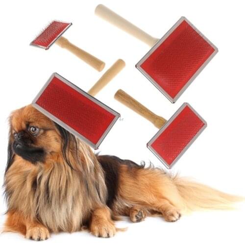 Pet Grooming Comb Shedding Hair Remove Brush Wood Handle Dog Cat Cleaning Supply