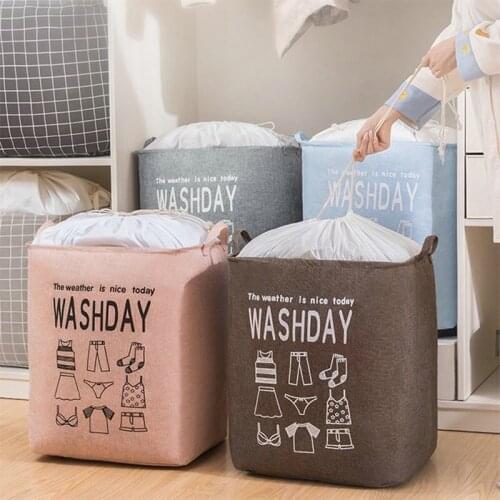 Random Japanese Cotton And Linen Cloth Household Laundry Foldable Laundry Basket Storage Basket Storage Bag