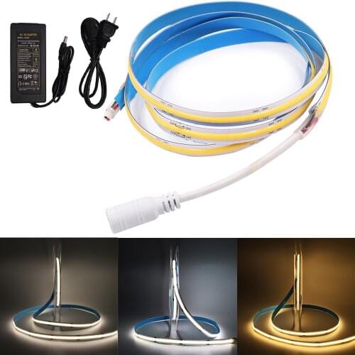 COB LED Strip Light 384 528 LEDs High Density COB Flexible LED Tape White/Warm White/Nature Linear 12V Stripe Lamp EU/US/AU/UK