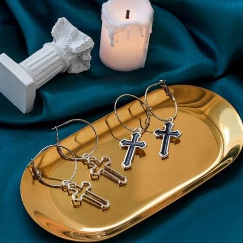 Vintage Statement Gold Cross Drop Earrings Man and Women 2020 New Trend Small Long Dangle Earrings Metal Party Earring Jewelry