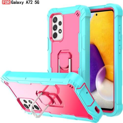 Armor 2 in 1 Metal Ring Stand Phone Case For Samsung Galaxy A52 A72 A02S A12 A32 5G S20 FE Shockproof Bracket Protective Cover