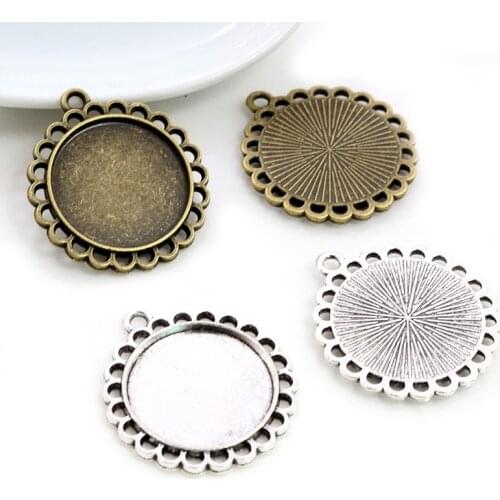 10pcs 20mm Inner Size Antique Silver Plated Bronze Classic Style Cabochon Base Setting Charms Pendant