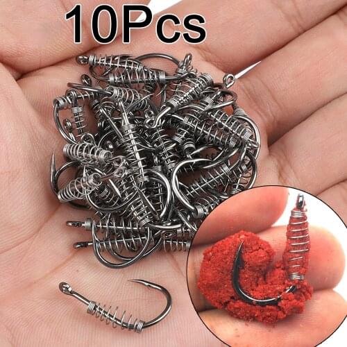 10pcs/lot Fishing Spring Hook Barbed Swivel Circle Carp Hook Size 7-12# Jig Fly Fishing Hook Fishing Accessories Tackle