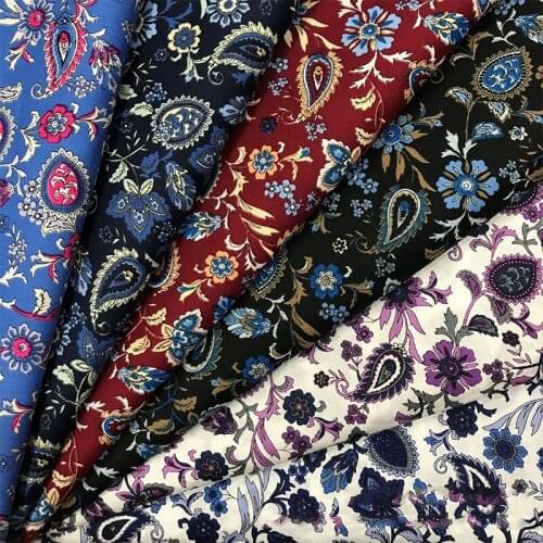 100%Cotton poplin fabric cashew flower printed fabric DIY dress shirt skirt clothing Handmade sewing Floral Digital printing