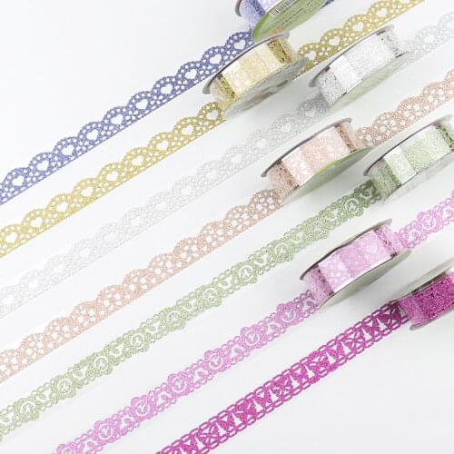1X Rainbow Gradient Bling Shiny Lace Design Decorative Tape DIY Hand Account Diary Decoration