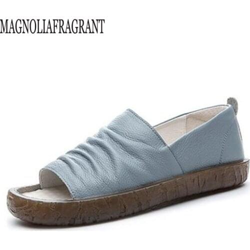 2020 Women Sandals Genuine Leather Handmade Ladies Shoes Soft bottom Comfortable Mother Sandals Woman Summer women Shoes hy968