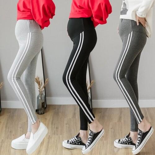 3305# Maternity Pants Spring Autumn Side Strip Elastic Waist Belly Support Pants Maternity Leggings Maternity Trousers