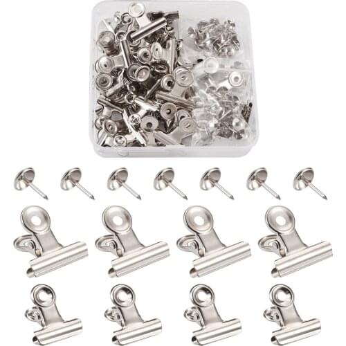 40Sets/box Iron Clips Clasps with Round Head Push Pins Jewelry Findings Handmade Accessories