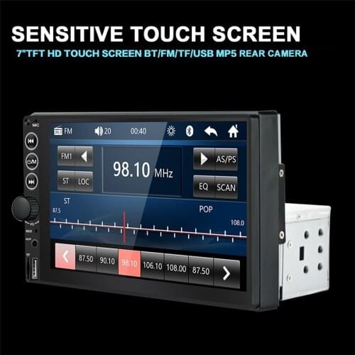 7 inch HD Car Multimedia Player 1DIN Touch Screen Auto Stereo MP5 Bluetooth USB TF FM Player With Dynamic Rear View Camera