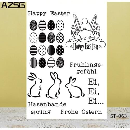 AZSG Happy Easter Funny Rabbit Eggs Clear Stamps/Seal For DIY Scrapbooking/Card Making/Album Decorative Silicone Stamp Crafts