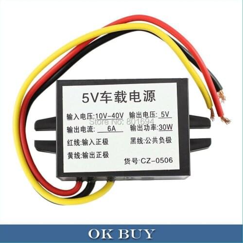 DC/DC Buck Power Converter 10V-40V 32V 24V 12V To 5V Fixed 6A 30W Waterproof Voltage Step Down Module