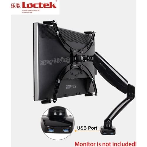 Loctek D5V Desktop 10"-27" Monitor Holder+VESA Extension Adapter For No Mounting Hole Monitor Mount Gas Spring Arm With USB Port