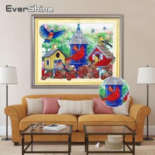 Evershine 5D Diamond Embroidery Cross Stitch Special Shaped Diamond Painting Frame Kit Animals Mosaic Full Embroidery Wall Decor