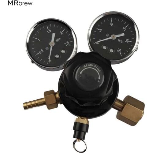 Nitrogen Gas Regulator G5/8 Dual Gauge with 5/16'' Barbed Outlet Connection Mini Pressure Relief Valve for Home Brewing