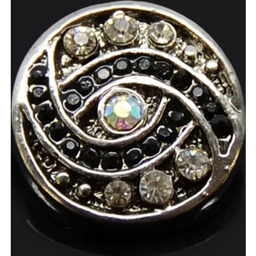 Crystal Paved Alloy Snap Button Bracelet Women DIY Jewelry