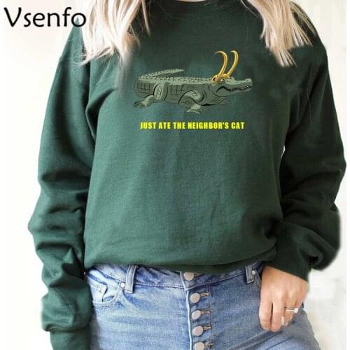 LOKI VTA Croki Just Ate The Neighbors Cat Crocodile Hooded Sweatshirt God of Mischief Tv Series Movie Loki Laufeyson Clothes
