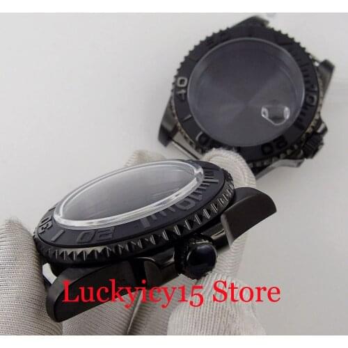 PVD Black 40mm Watch Case fit nh35a nh36a eta 2824 2836 miyota 82 Brushed Insert Glass Screw Back Ceramic iInsert