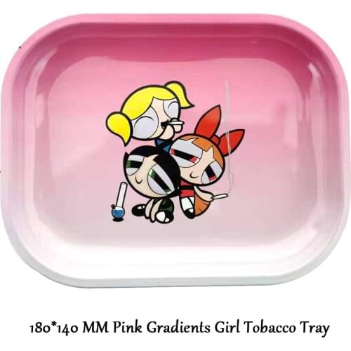 TOP Quality Pink Cute Girls Smoking Tray Metal Square Storage Tray Ashtray Gradient Plate Trays Smoker Gifts Dropshipping