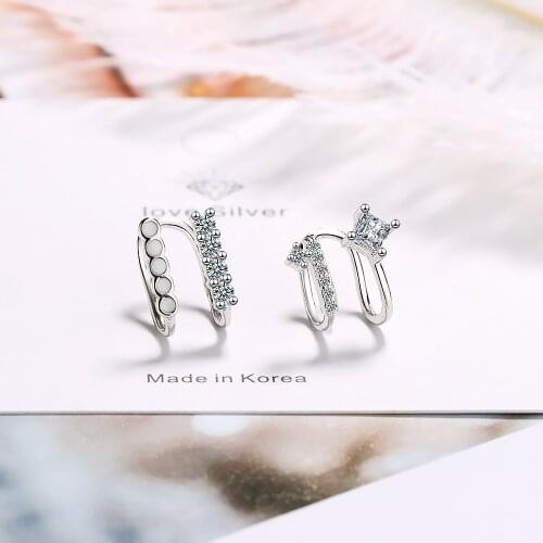 Fashion Korean Clip On Earrings For Women 925 Sterling Silver Ear Cuff Jewelry Girls pendientes mujer
