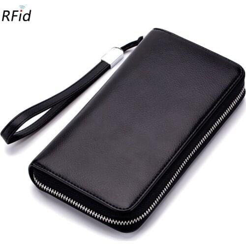 Men wallet real leather zipper clutch bag foreign trade long wallet real leather wallet mens clutch bag