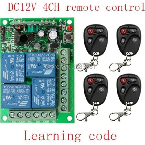 New DC12V 4CH10A Wireless Remote Control Switch System teleswitch 1*Receiver and 4*Transmitter FOR Applicance Garage Door
