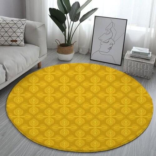 New mat yellow-brown geometric non-slip carpet round carpet floor decoration living room mat bedroom carpet mat