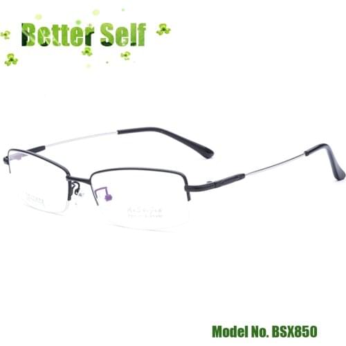 Eyeglasses 2020 New BSX850 Male Big Fat Face Memory Titanium Steel Metal Glasses Frame Half Rim Korean Large Size Eyewear