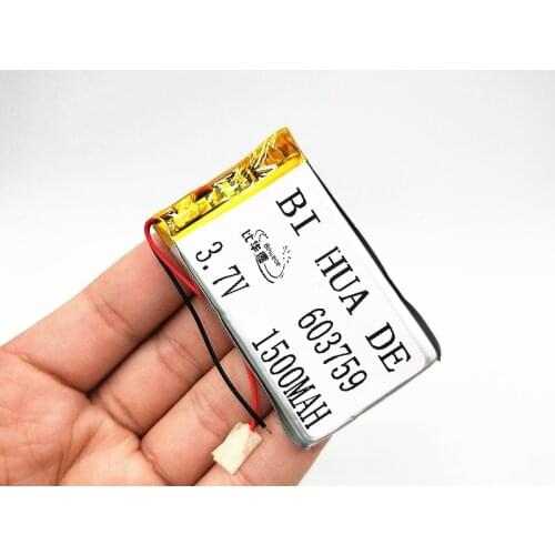 Rechargeable 3.7V polymer lithium battery 603759 063759 1500mAh Battery With PCB For Toy MP3 MP4 GPS Speaker LED Light Camera