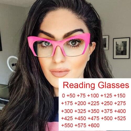 Transparent Glasses Fashion Pink Cat Eye Magnifying Glasses Brand Eyeglasses For Women Blue Light Filter Computer Eyewear Frames