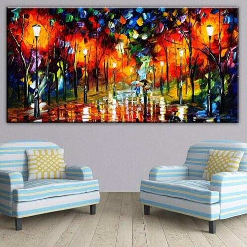Handmade landscape oil paintings Handpainted Street Tree Landscape Oil Painting On Canvas Wall Picture Living Room bedroom decor