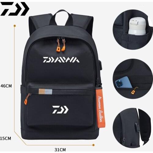 Daiwa Outdoor Backpack Mens Large-capacity Student Schoolbag Casual Backpack Womens Fashion Computer Travel Fishing Backpack