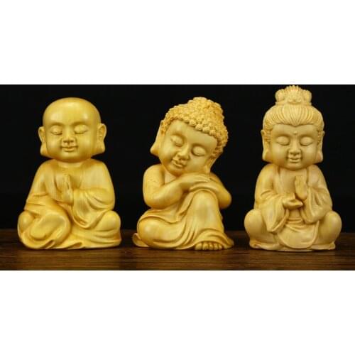 Boxwood Sakyamuni Statue Buddha Statue Guanyin Dizang Bodhisattva Figurines Mahogany India Buddha Semi-handcrafts GY55
