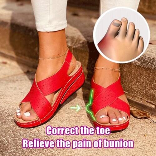 Summer Flat Beach Sandals Open Toe Ladies Sandals New Sandals Solid Color Thick Bottom Wedge Heel Round Toe Sandals Beach Shoe