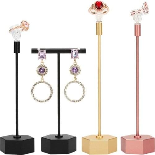 Earring rack wrought iron jewelry display rack factory direct sales T-shaped metal earrings ring photo display jewelry props