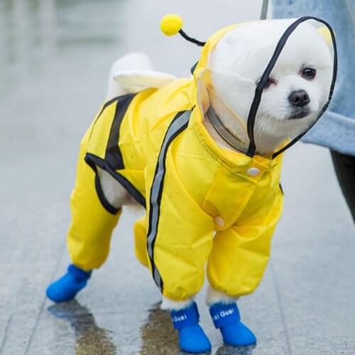 Spring And Summer Cartoon Style Reflective Waterrproof Raincoat Puppy Sunscreen Outdoors Middle Small Pet Products Accessories