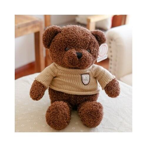 About 38cm dark brown teddy bear plush toy sweater bear doll birthday gift b0646